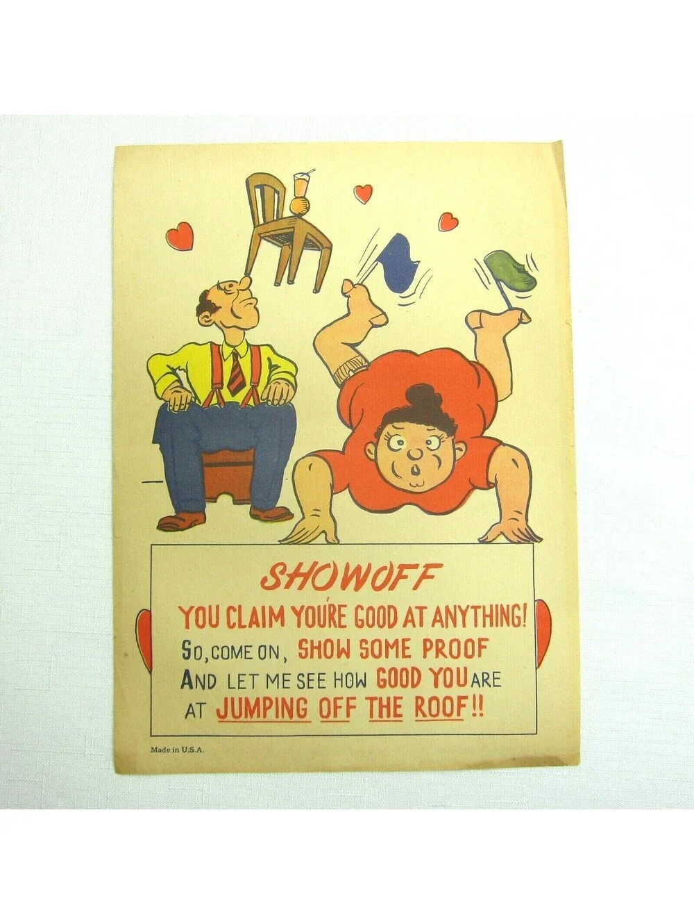 Vintage Vinegar Valentine Showoff Penny Dreadful Sarcasm Insult Poem Ephemera